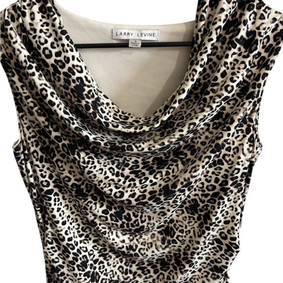 Larry Levine Leopard Animal Print Sheath Dress Sleeveless Cowl Neck Stretch M - Picture 4 of 10